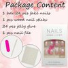 24Pcs Short Press on Nails Square Fake Nails Aurora Butterfly Stars Design Coffin False Nails Blush Full Cover Glue on Nails Gradient Pink Acrylic Nails Summer Artificial Nails Kit for Women Girls