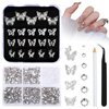 MYYKO Silver Butterfly Heart Star Cross Nail Charms, Nail Stones Alloy Nail Art Decoration, for Acrylic NailsNail Jewels Accessories for Nail Art Supplies Manicure Craft DIY
