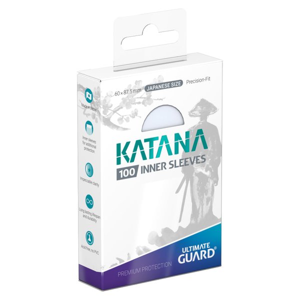 Ultimate Guard Katana Inner Card Sleeves, 100 Japanese Size TCG Sleeves, 64 x 87.5mm, Clear, Tournament Sleeves, No PVC & Acid-Free, Optimal Double-Sleeving