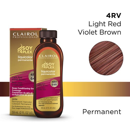 Clairol Professional Permanent Liquicolor for Dark Hair Color, 4rv Light Red Violet Brown, 2 oz