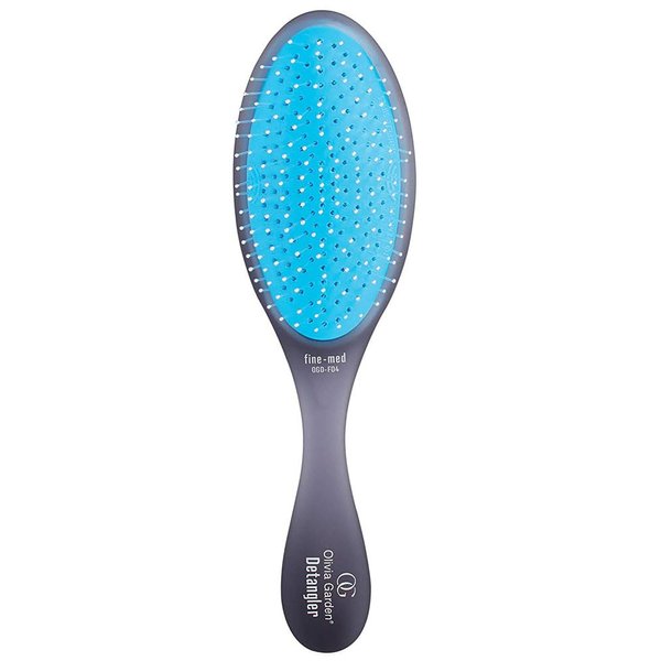 Olivia Garden OG Brush Detangler, removable cushion, scalp hugging shape massages the scalp, for wet or dry hair, for women, men and children, Fine to Medium hair, Black