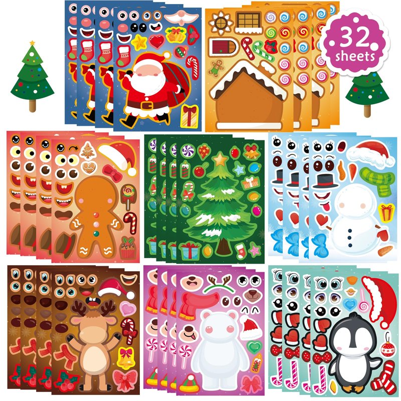 Christmas Face Stickers for Kids and Adults Cute Merry Christmas Party ...