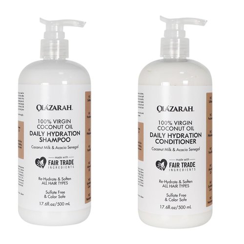 Coconut Daily Hydration Shampoo, 17 fl. oz. & OlaZarah Coconut Oil Conditioner, 17 fl. oz (combination)