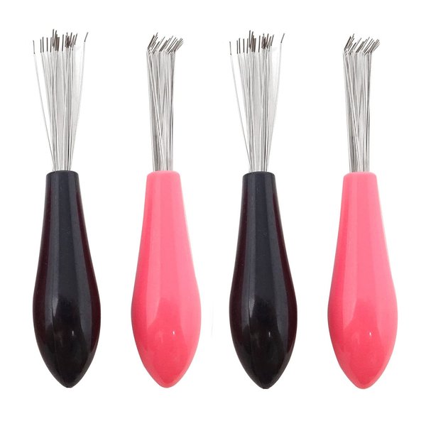 Honbay 4PCS Hair Brush Cleaning Tool Mini Comb Cleaner Brush Small Hair Brush Combs with Plastic Handle for Removing Hair Dust Home Salon Use