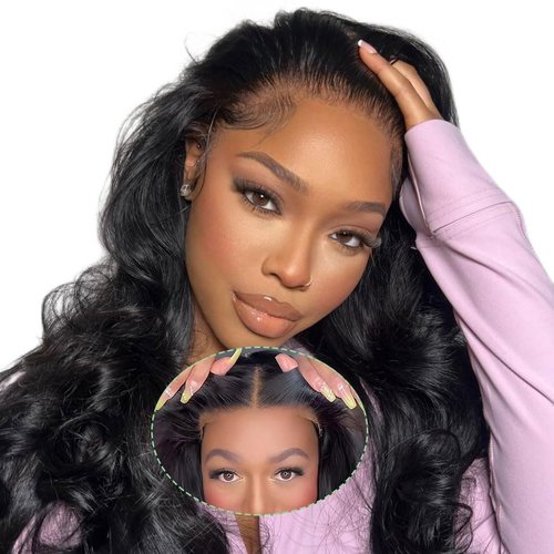 4GIRL4EVER Wear and Go Glueless Wig Human Hair Pre Plukced Pre Cut 4x6 HD Body Wave Lace Front Wigs Human Hair 180% Density Wigs with Baby Hair Brazilian Virgin Human Hair 22 Inches