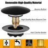 Anlige Universal Tub Stopper Bathtub Drain, Pop Up BathTub Drain Plug and Cover, Replaces Bath Tub Lift and Turn, Tip-Toe and Trip Lever, Easy to Install Clean, All Brass Matte Nickel Process Black