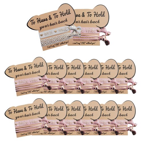 Bachelorette Party Favors, 14 Pack to Have to Hold Your Hair Back Card, 28 Hair Ties Party Supplies, Bride and Bridesmaids Hair Accessories for Bridal Shower Wedding(14Pack Pink White 2Hair Ties)