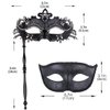 IETANG On Stick Couple's Gorgeous Venetian Masquerade Masks Party Costumes Accessory (on Stick-black)