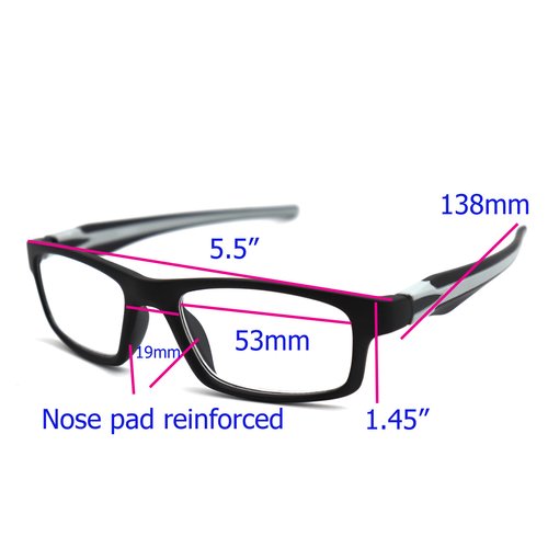 ColorViper Sports Double Injection Readers Flexie Reading Glasses (GREY, +2.00)
