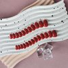 Red Press On Nails Short Oval,KQueenest Thick Acrylic Nails Press Ons,Short Almond Nails Glue on,Natural Round Fake Nails,One Color Gel Stick On Nails Set For Tiny Average Wide Nail Beds