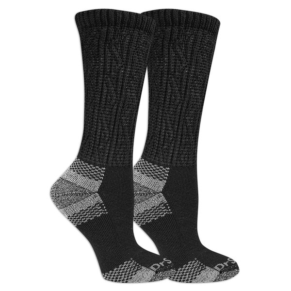 Dr. Scholl's Women's Advanced Relief Diabetic & Ciculatory Crew Socks (2 Pack), Black/Gray, Shoe Size: 4-10