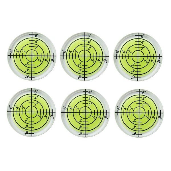 SIZIKJXGHWYI 6Pcs Bubble Spirit Levels 32x7mm Degree Mark Round Circular Level Bubble Leveling Tool Precision Measuring Layout Tools