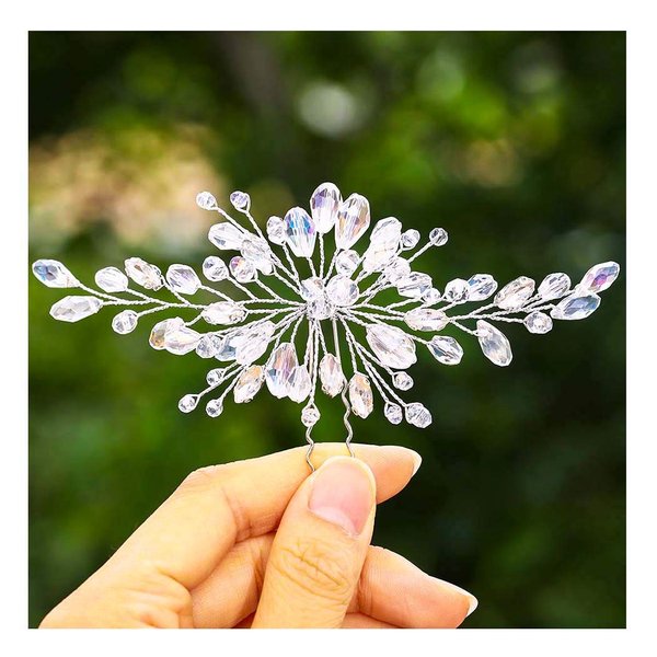 Yokawe Bridal Wedding Hair Pins Silver Crystal Bride Hairpin Rhinestone Hair Accessories (1 piece Silver)