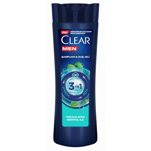 Generic Clear Men 3 in 1 Shampoo & Shower Gel Refreshing Menthol Complete Care -350 ML-11.8 Fl Oz