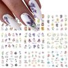 12 Sheets Flower Nail Art Stickers Spring Summer Nail Stickers Water Transfer Nail Art Supplies Lily Orchid Butterfly Small Flower Spring Nail Decals for Women Nail Art Decoration