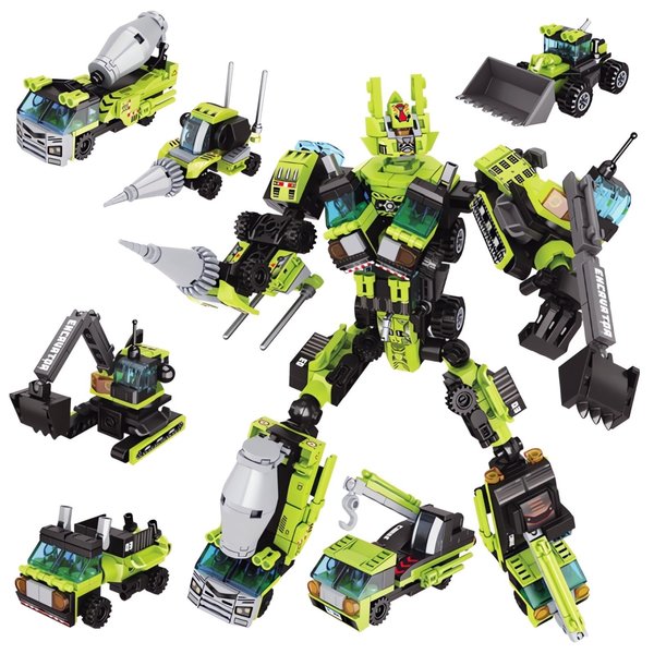 WULOBOOI Mech Building Block Sets, 6 in 1 STEM Engineering Vehicles Transforming Robot Educational Car Toys, Creative Party Favors Gifts for Adults Boys Kids Ages 8-12 14, 517 PCS