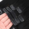 QueenYoung Clip in Hair Extensions Real Human Hair 9pcs 130g Jet Black Hair Extensions Straight Natural Soft Thick Remy Extensions Straight Clip in Hair Extensions Human Hair 22inch Jet Black Color