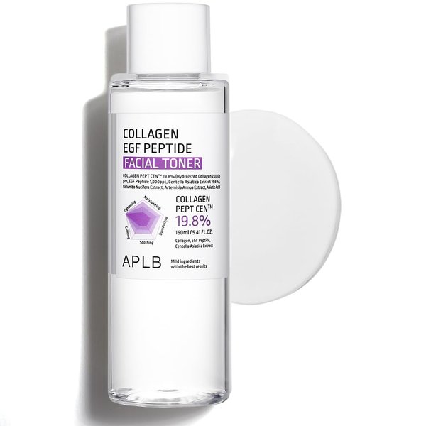 APLB Collagen EGF Peptide Facial Toner | Collagen PEPT CEN™ 19.8% 5.41 FL.OZ/Korean Skincare, Elasticity Care, Replenishing Moisture, Revitalize for Gentle and Improve Skin Texture