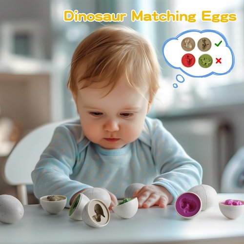 KADAYAYA Baby Montessori Sensory Toys for Baby 6 12 18 Months, Dinosaur Matching Eggs, Tissue Box Toy, Pull String, Infant Teething Toys, Stacking Cups Toy Gift for Babies Toddlers