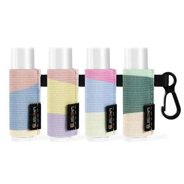 Likesing Chapstick Holder Key Chain, Lip Balm Holder for Chapstick Lip Gloss, Elastic Sleeve Chapstick Keychain Holder for Keys Purse Lanyard Gift for Women Girls (Color Clash, 4pcs)
