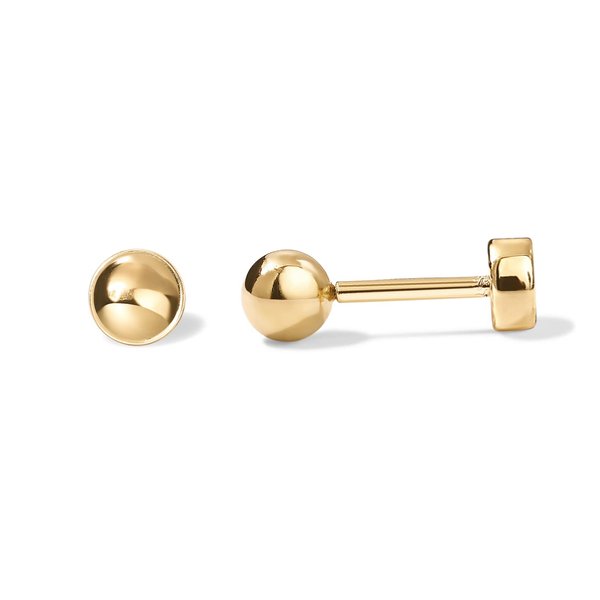 PAVOI 14K Yellow Gold Plated Solid 925 Sterling Silver Post Ball Stud Flat Back Earrings for Women | Cartilage Earring | Helix Piercing Jewelry | Big Stud Earrings for Women | Gold Ball Stud Earrings