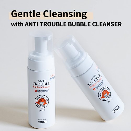 YADAH Anti Trouble Bubble Cleanser 5.07 Ounce, Facial Cleanser with Salicylic Acid for Acne, Vegan Skincare for Sensitive Skin