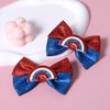2pcs 4th of July Independence Day Hair Bows 4" Glitter Rainbow Hair Clips Patriotic Alligator Barrettes Pins for Toddler Teens Girls Kids Back School Outfits Decor Accessories Gift