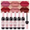 BINGBRUSH 6 Colors Matte Red Wine Liquid Lipstick Pack Set,Wine Lip Tint Long Lasting 24 Hour Waterproof Velvet Nonstick Cup Lipgloss Lip Stain Pigmented Lip Makeup Gift Sets