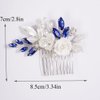 Missgrace Bride Wedding Crystal Pearl Leaf Rhinestones Hair Comb Blue Purple Bridal Hair Pieces Rhinestone Bridal Hair Clip Flower Hair Side Combs Wedding Hair Accessories for Brides Women (Silver Blue)