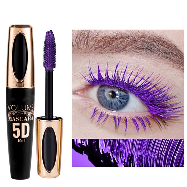 MAEPEOR 5D Silk Fiber Mascara Fuller & Voluminous Colored Mascara Natural Waterproof Smudge-proof Mascara (05 Purple)