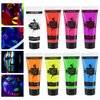 QIUFSSE Glow in the Dark Face Paint and Body Paint Set,8 Tubes Neon Face Paint and Body Paint for Skin,UV Blacklight Paint for Kids Adults Neon Party Music Festivals Halloween Makeup