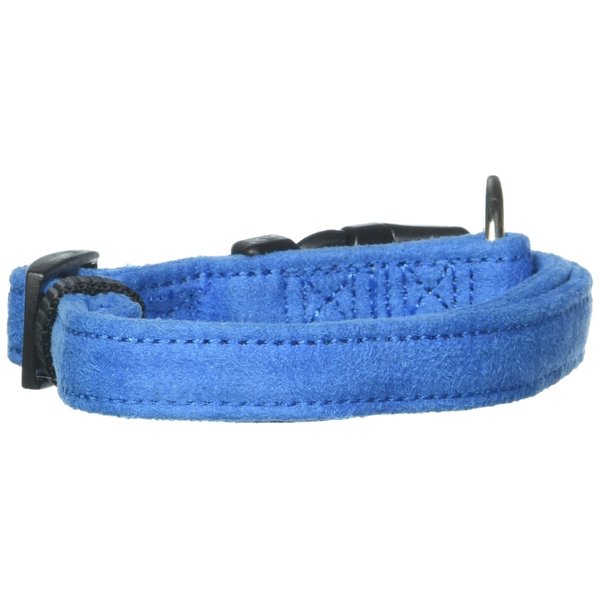 Dogline 5/8 x 11 to 17" Comfort Microfiber Soft Padded Pet Puppy Dog Collar, Small/Medium, Blue