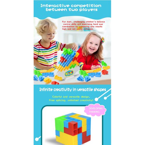 CuberSpeed Balance Game Tower 32 Game Balancing Stacking Tower Blocks Game for Kids & Adults Team Building Blocks Toy (Tower32pcs)