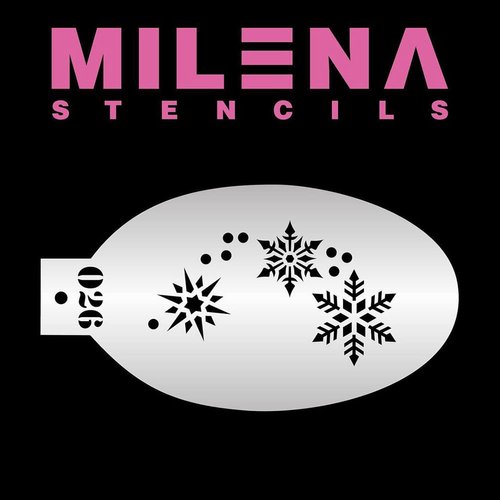 Milena Stencils - Snowflakes 026 - Professional Face & Body Painting Stencils for Kids Party, Halloween, Reusable Tattoo Stencil, Face Painting Template