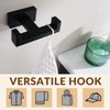 APLusee Double Robe Towel Hook, Stainless Steel Square Dual Coat Hook, Utility Bath Kitchen Storage Hanger Holder, Matte Black