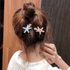 6Pcs Girl Hair Clip Artificial Ocean Pearl Shell Starfish Clip Diamond Super Flash Edge Clip Temperament Bangs Clip Hair Ornament Headdress