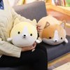 Levenkeness Corgi Dog Plush Pillow, Soft Cute Shiba Inu Akita Stuffed Animals Toy Gifts (Yellow, 11.8 in)