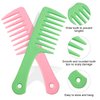 DUAIU Comb Set, 2 Pcs Wide Tooth Comb and 2 Pcs Scalp Massager Hair Growth, Soft Silicone Bristles Shampoo Brush, Detangling Comb and Scalp Scrubber for Curly Long Wet Dry Styling Hair (Pink & Green)