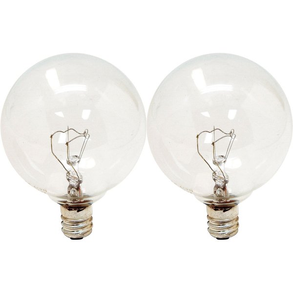 GE Lighting 17722 25 Watt Crystal Clear Vanity Globe Light Bulbs 2 Count