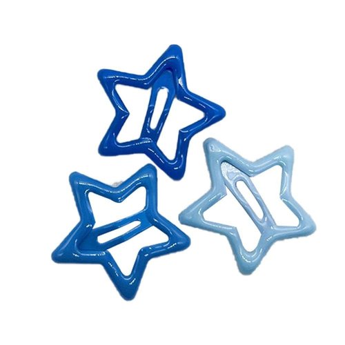 3Pcs Blue Star BB Hairclips Women Y2K Snap Hairpins Side Hair Barrettes Cool Hair Clip Boutique Kids Accessories Girls Clips and Barrettes Hair Clips