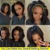 RHAH Kinky Straight Human Hair Wigs for Black Women 13x4 HD Lace Frontal 10 Inch Short Bob Lace Front Wigs with Baby Hair Pre Plucked Italian Yaki Straight Wig Free Parting 150% Density