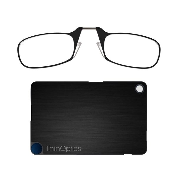 ThinOptics Reading Glasses + FlashCard Case | Black Frame, 2.50 Strength Readers