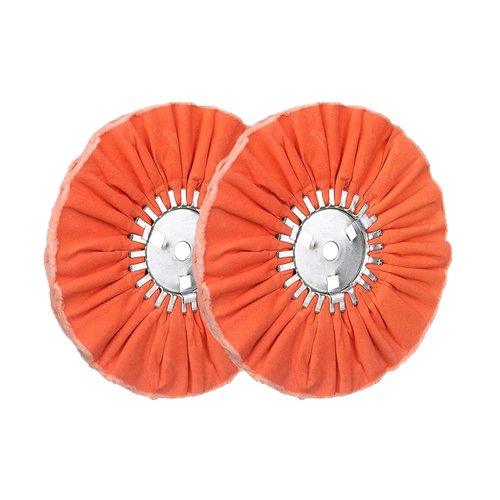 8" Orange Airway Buffing Wheel,5/8'' Arbor Hole,16 Plys/Medium Polishing for Angle Grinder,2PCS