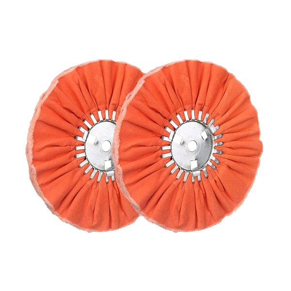 8" Orange Airway Buffing Wheel,5/8'' Arbor Hole,16 Plys/Medium Polishing for Angle Grinder,2PCS