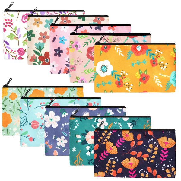 Reginary 20 Pack Flower Makeup Bags for Women Funny Travel Pouch Multicolor Cosmetic Bags Bulk Flower Toiletry Organizer with Zipper for Mother Sister Friend Christmas Gifts