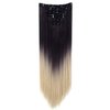 Lelinta 7Pcs 23" Thick Straight Full Head Clip in on Double Weft Hair Extensions Dark Brown To Bleach Blonde