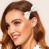 4 PACK Valentine's Satin Hair Bow Clips, Heart Rhinestone Styling Bow Barrettes Handmade Bowknot Hairpins Hair Accessories for Women Girls (Black+White)