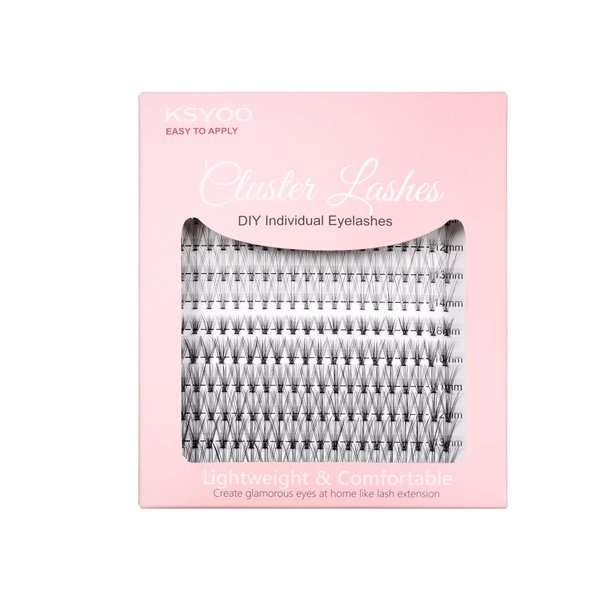 KSYOO 240 Pcs Individual Lashes Clusters 10D/20D C Curl 0.07mm Thickness 8-14mm Mix，Natural Single Eyelash for at Home DIY Eyelash Extension (8/10/11/12/13/14 MIX, 10D&20D-C Curl)