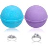 Ocean Breeze Lavender Bath Bombs Gift Set of 2 with Size 6 Ring Inside Each Made in USA