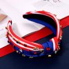 CEALXHENY 4th of July Headbands for Women, 4th of July Accessories, American Flag Patriotic Headbands, Rhinestone Pearl Knotted Headbands Beads Embellished Jeweled Headbands Holiday Gifts (US Flag A)